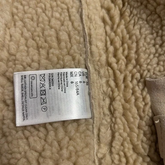 H&M Studio Authentic Suede 100% Lambswool Shearling Coat Size 6 Tan MSRP $499 - Picture 8 of 13